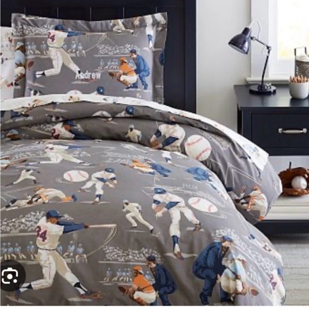 Pottery Barn Kids Gray Baseball duvet cover only